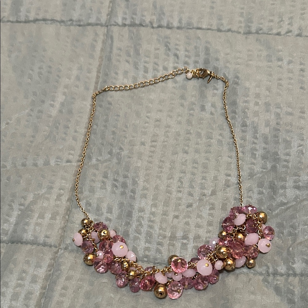 Loft- Elegant Pink and Gold Beaded Necklace